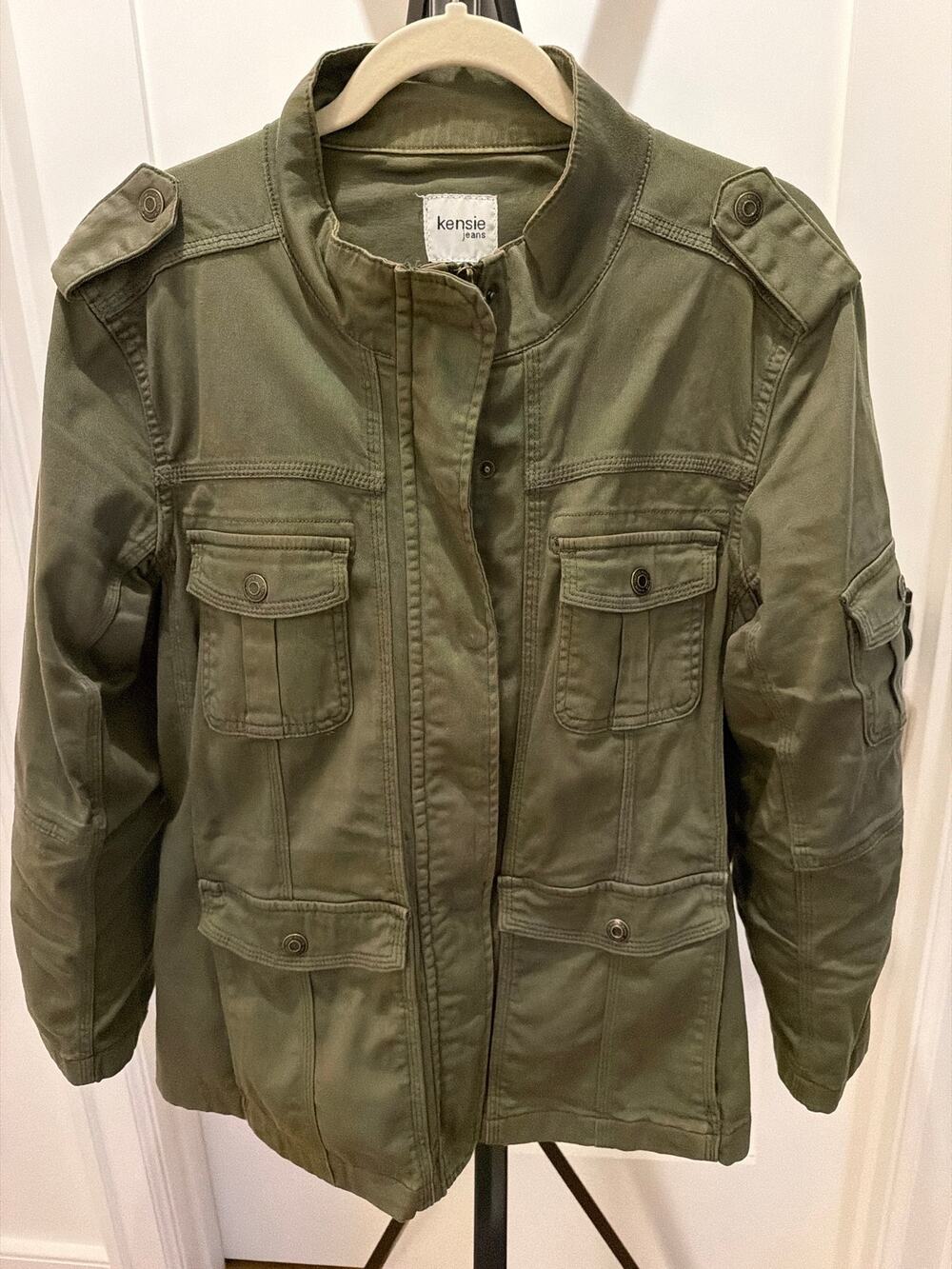 Curvy Plus Olive green Kensie Jeans utility jacket military-inspired Size 1X